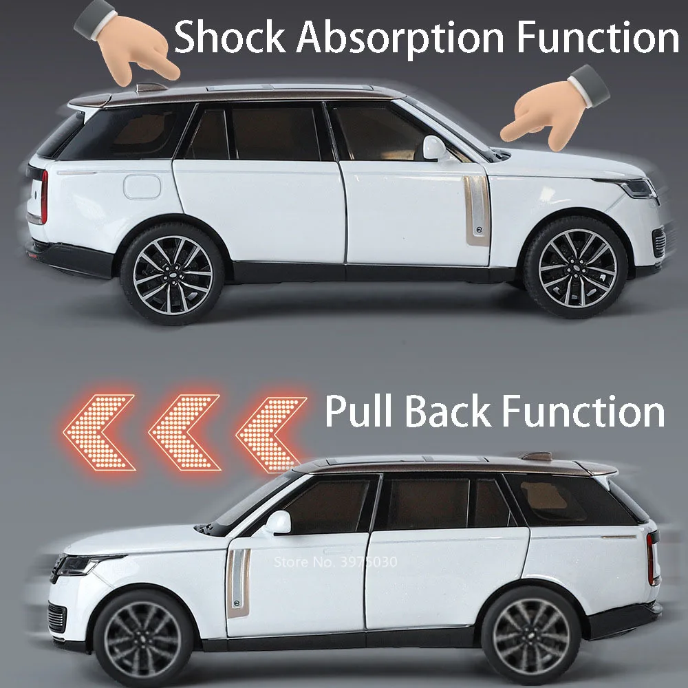 1:32 랜드로버 레인지로버 SV2022 장난감 자동차, 합금 모델 휠 풀백 자동차, 6 도어 열림 차량, 어린이 교육 장난감