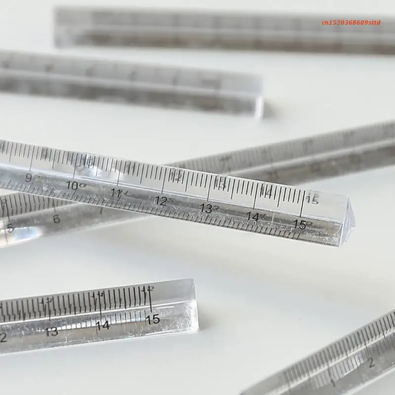 투명 삼각형 프리즘 눈금자 건축가 눈금자 0-15cm 직선 눈금자