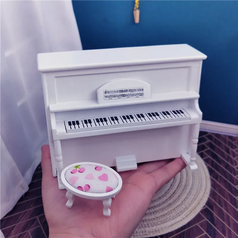 

Dollhouse Miniature Furniture Wooden Piano Model Scene Accessories Mini Vertical Musical Instrument Ornaments