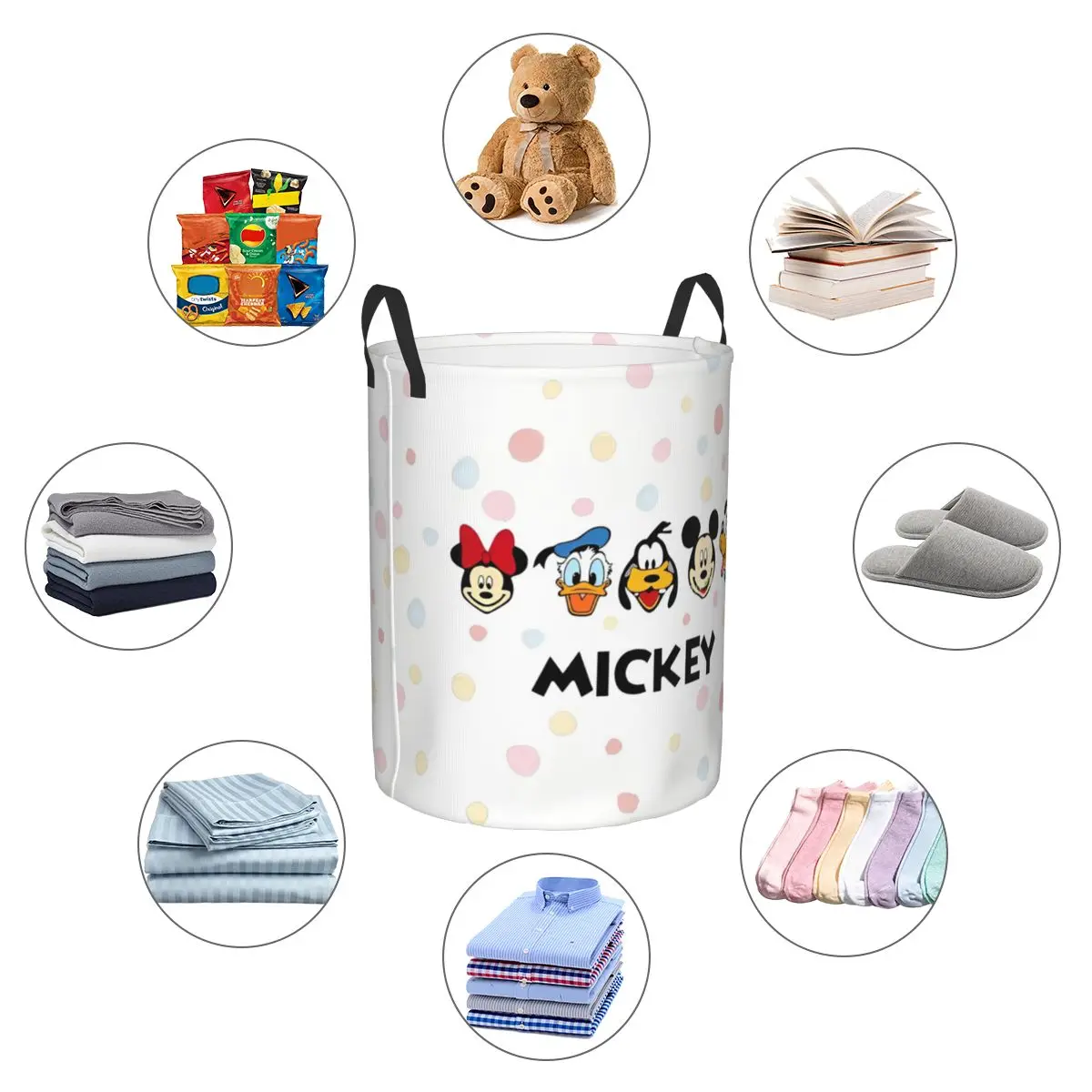 Disney Mickey Mouse And Friends Baby Toy Baskets Bins Kawaii Organizer Storage Bin For Playroom