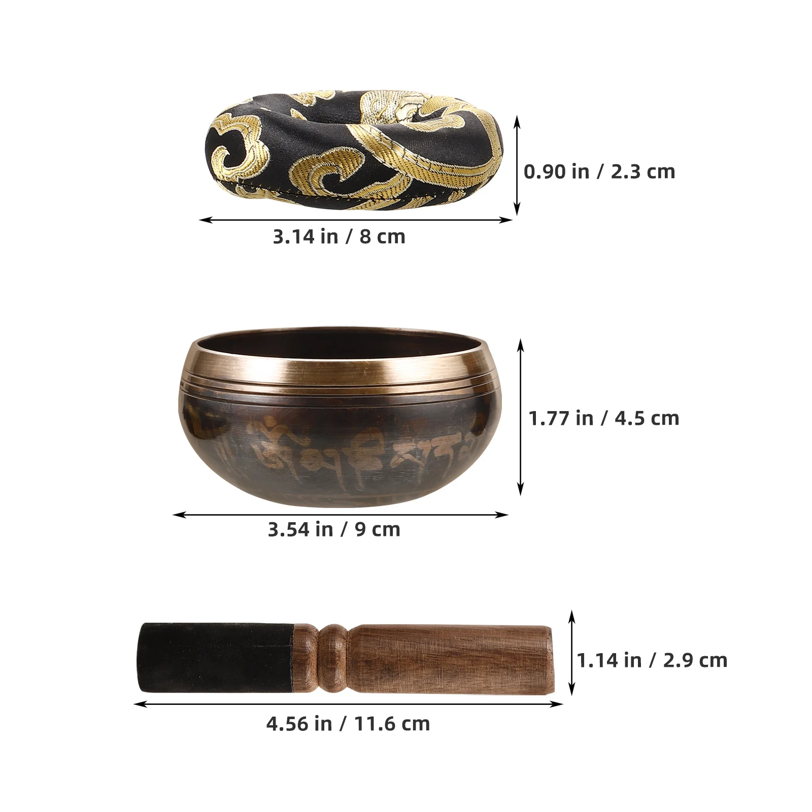 

1 set Tibetan Singing Bowl Metal Meditation Bowl For Yoga Sound Healing Buddhism Decorative Accessory Set With Wooden Mallet