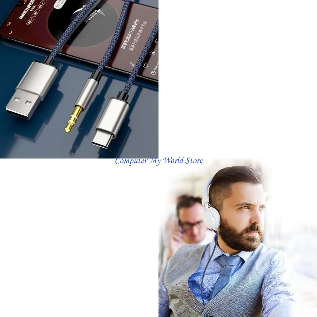 

Тип C до 3,5 мм Aux Cable 2 в 1 Аудио -зарядная кабельная шнурная проволока для S22/S22 S21 S20 Примечание 20 телефонов