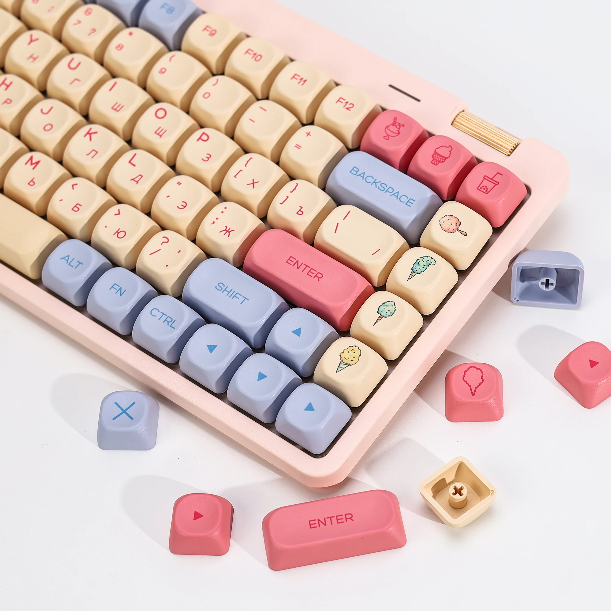

Колпачки для клавиш KBDiy KOA MOA в корейском ретро-стиле, милые, в тематике Marshmallow, PBT, ISO, для 60% кастомных DIY механических клавиатур для геймеров