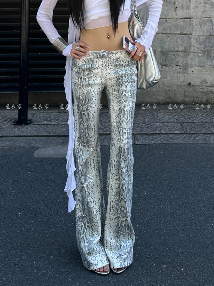 

American Retro High Street Casual Overalls Leopard Print Loose Wide Leg Pants For Women Y2k Hip-hop Cargo Grunge Baggy Trousers