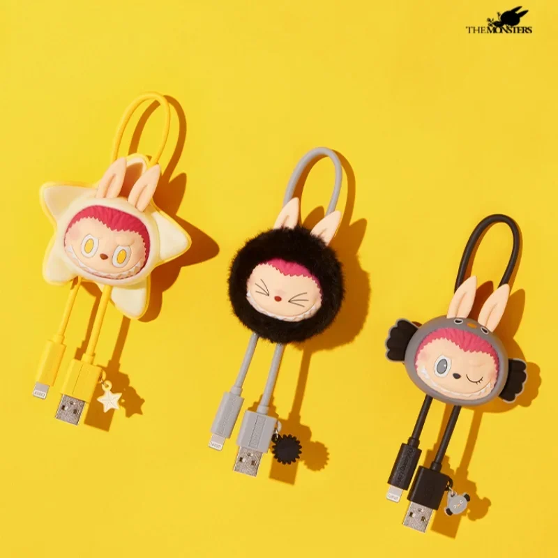 Genuine Anime Figure Labubu Series Data Line The Monsters Drunk Love At The Beach 30cm Mobile Data Cable Labubu Birthday Gift