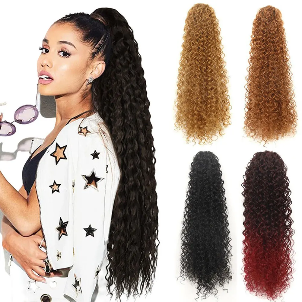 

Synthetic Deep Wave Ponytail 19 Inch Kinky Curly Drawstring Ponytail Extensions For Women Clip On Pony Tail Hair Hairpiece