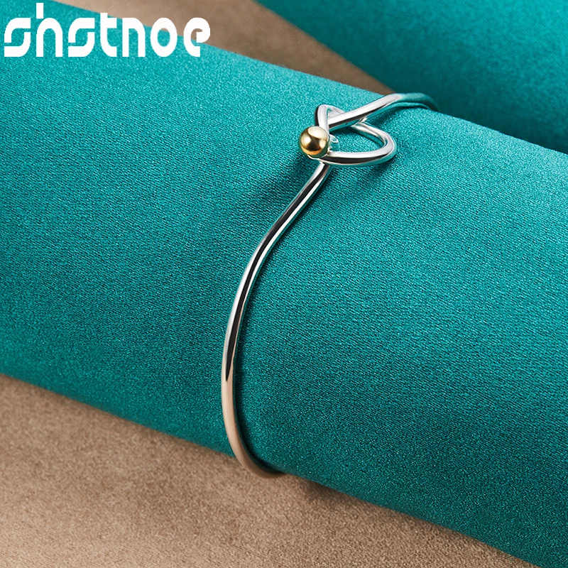 

SHSTONE 925 Sterling Silver Knotting Bangles For Women Fashion Birthday Engagement Wedding Party Lady High Quality Noble Jewelry