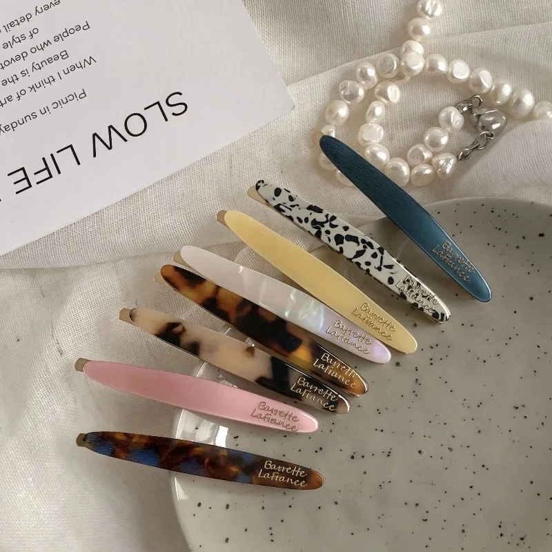 

Leopard Print Acetate Side Hair Clip for Women Flat Clamp for Bangs Flyaway Non Slip Lightweight Premium High Quality Daily Use