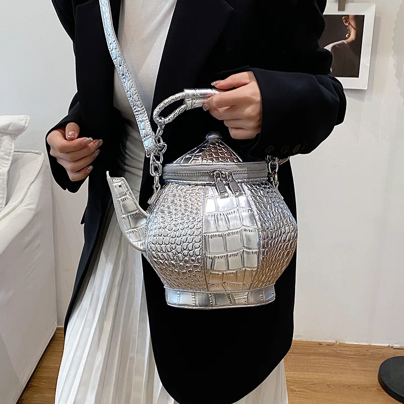 2025 겨울 신상 티포트 가방, 독특한 티포트 크로스바디 백, 여성 코스프레용 독특하고 귀여운 숄더 핸드백