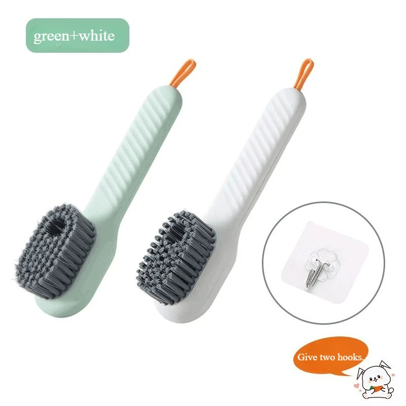 2pcs Shoes Brush Automatic Liquid Discharge Multifunction Press Out Shoes Cleaner Soft Bristles Clothes Brushes Cleaning Tool
