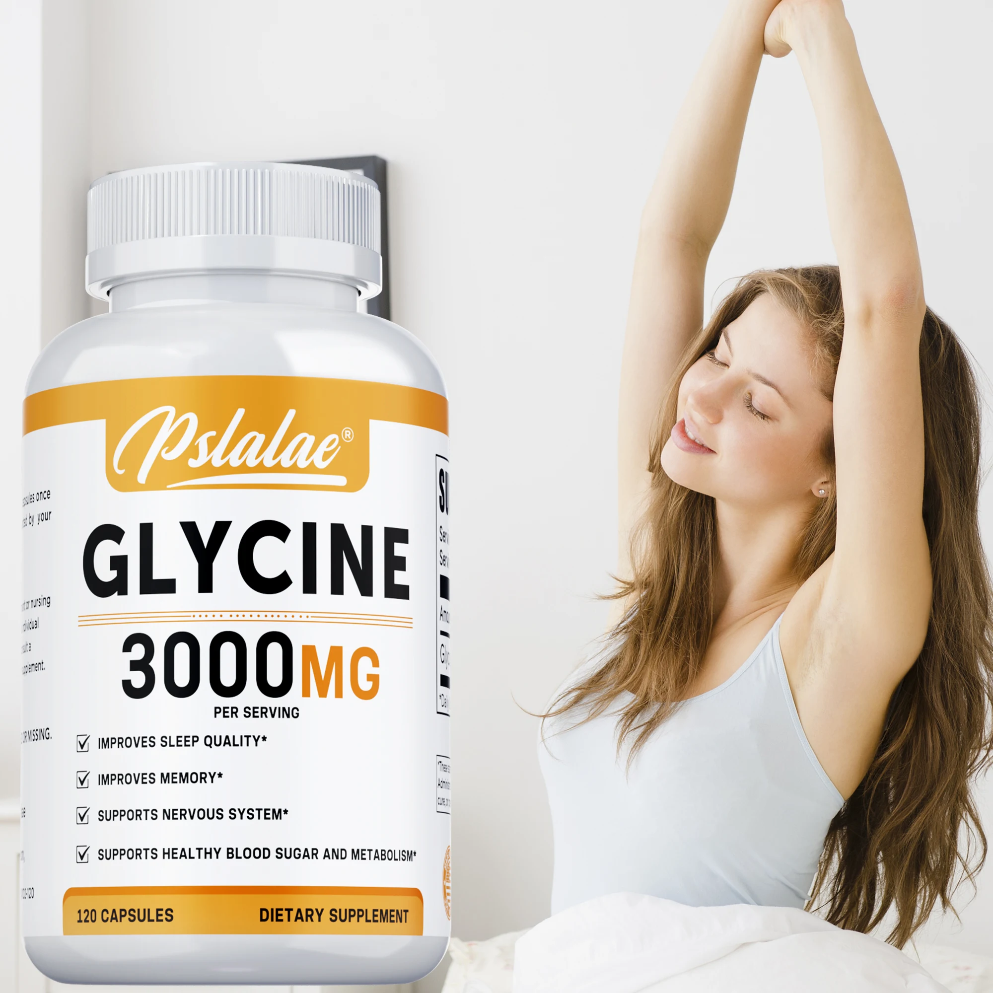 

Glycine Supplement - Promotes Restful Sleep and Relaxation, Muscle, Bone, Joint, Brain and Heart Health, Vegan