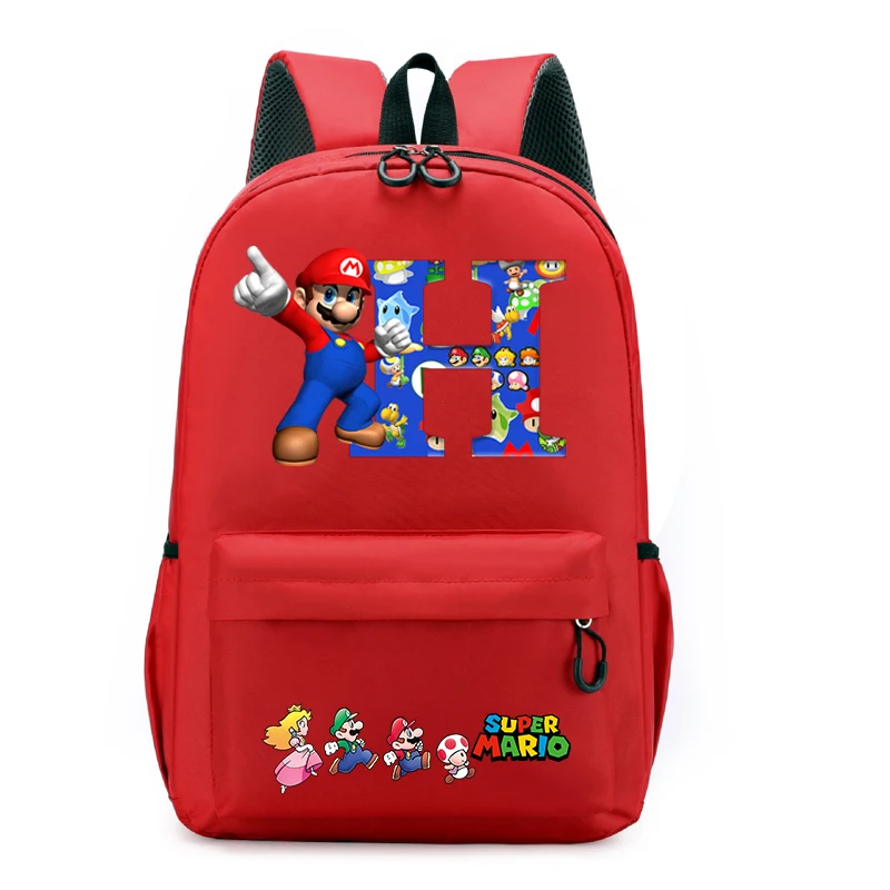 Super Mario Backpacks for Students Anime Cartoon Letter Printed Backpack Boys Girls Bilayer Schoolbags Children School Supplies