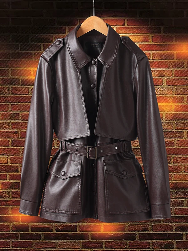   Giacca in Vera Pelle Ning con Imbottitura in Piuma, Cappotto Lungo da Donna Bianco Slim Fit, Capospalla Invernale