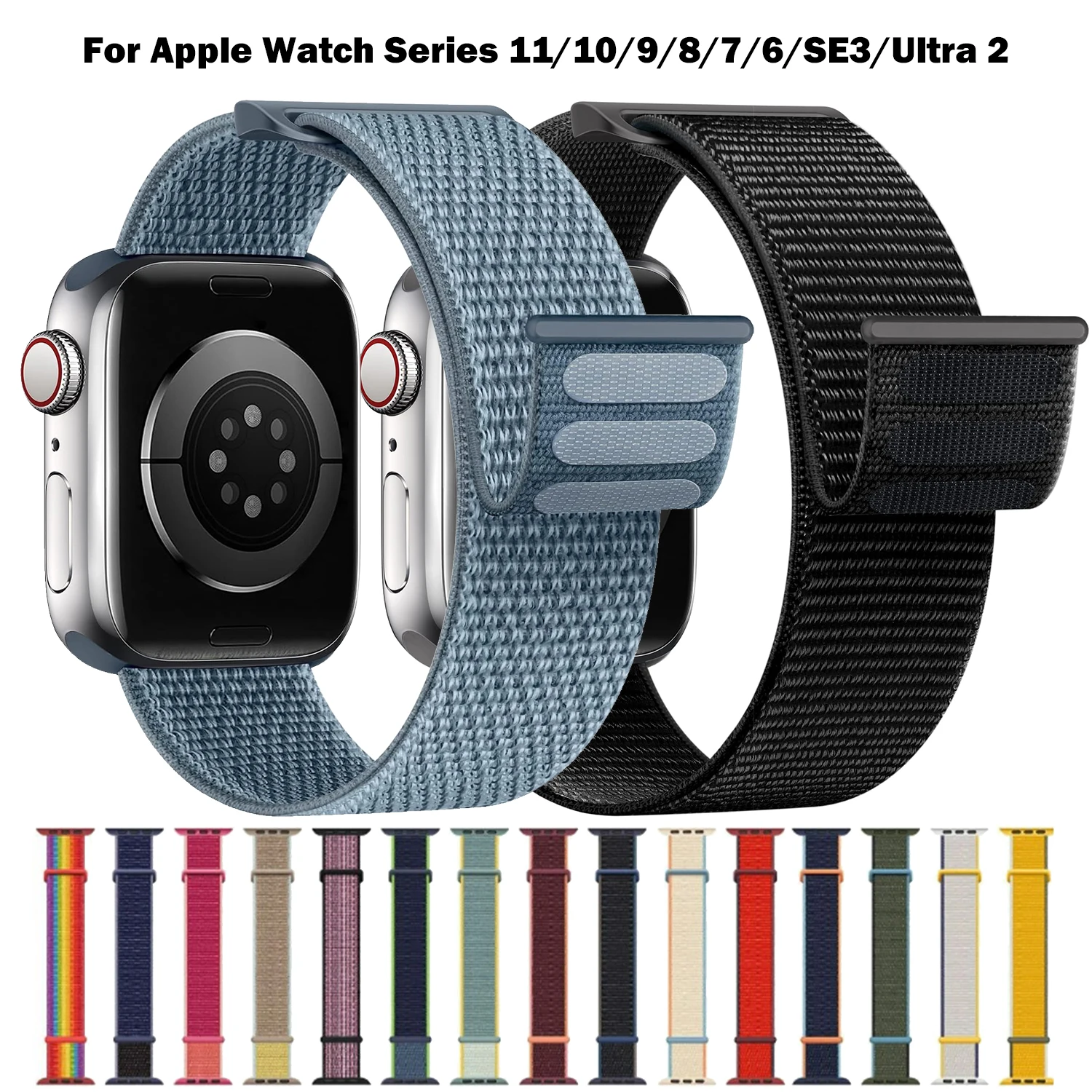Nylon-Schlaufenarmband für Apple Watch Band Ultra-2 49 mm 46 mm 42 mm 40 mm 45 mm 41 mm Sportarmband iWatch-Bänder Serie 11 10 9 8 SE 7 6 5