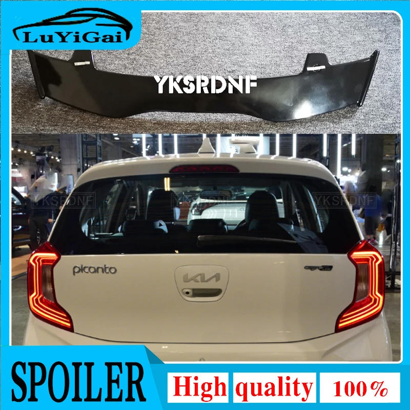 High Quality ABS Material For Kia Picanto/Morning Spoiler Carbon Fiber Look Hatchback Roof Rear Wing Body Kit Accessories