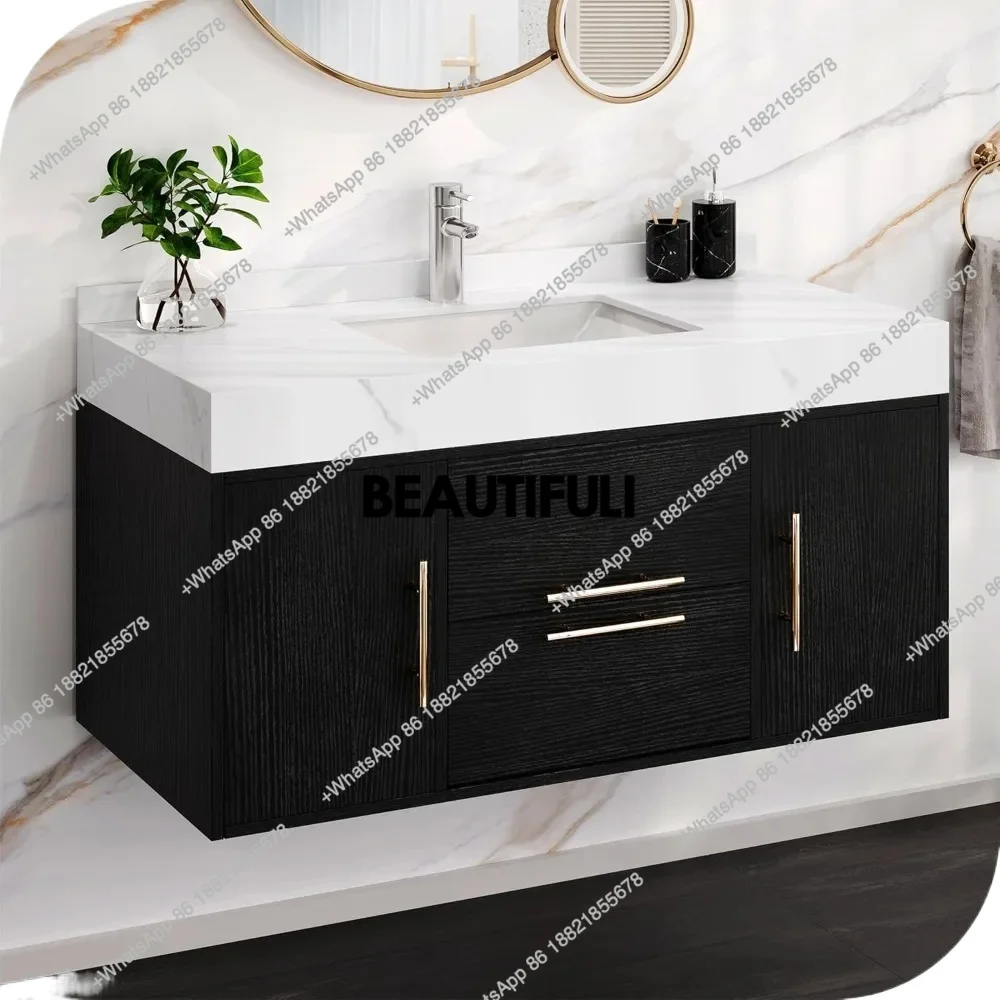 

Bathroom Dresser, 40 Inch Black Floating Bathrooms Vanity, With 2 Drawers & 2 Storage Cabinets,Bathroom vanity cabinet