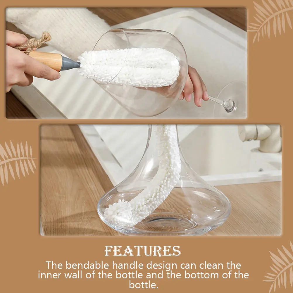 

3Pcs Cleaning Brush Set Glass Cup Cleaner Flexible Handle Wine Decanter Goblet Bottle Kitchen Multipurpose Cleaner Household Use
