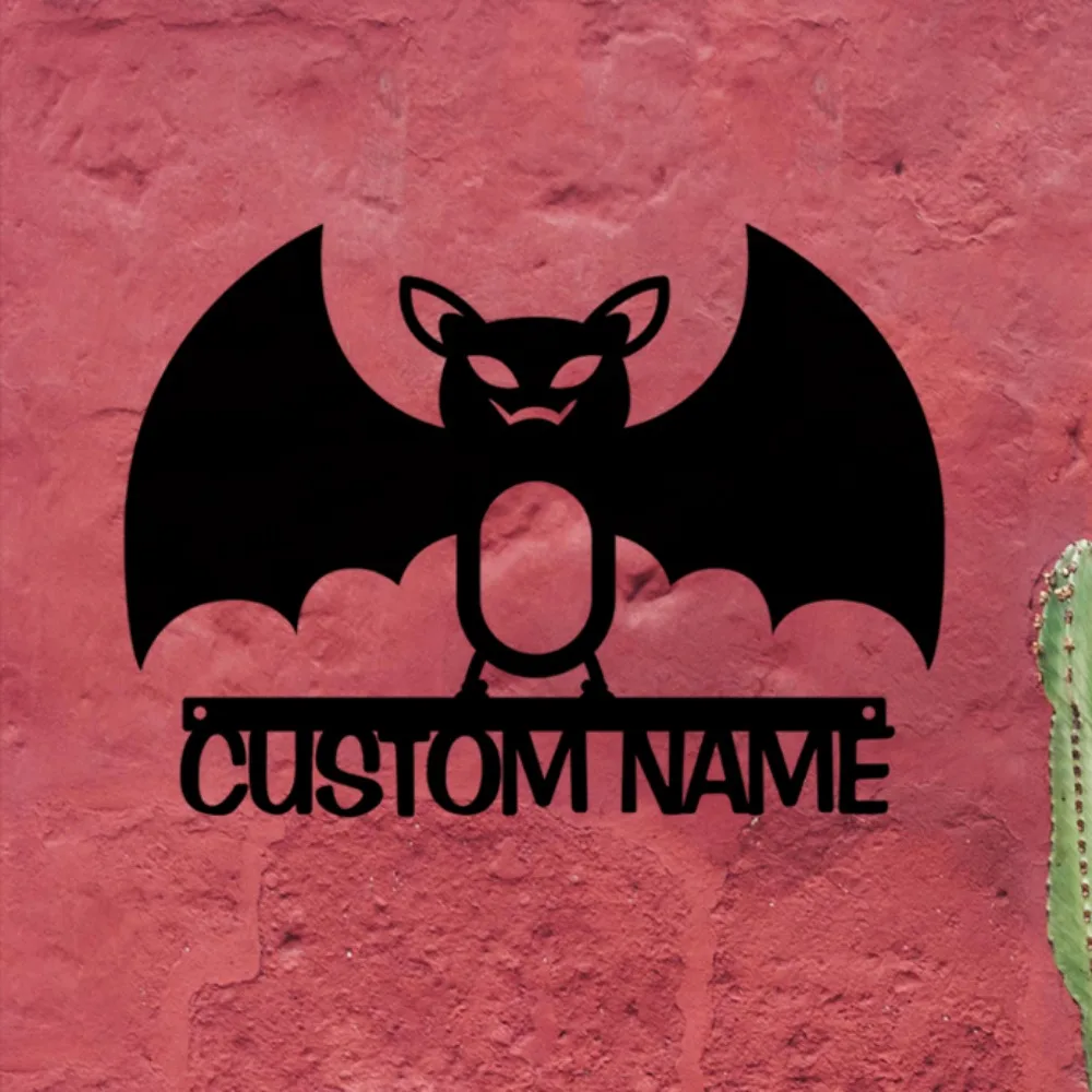 

Attention grabbing Single Vintage inspired Customizable Bat Metal Wall Decor Personalized Big Adornment for Indoor Outdoor Home