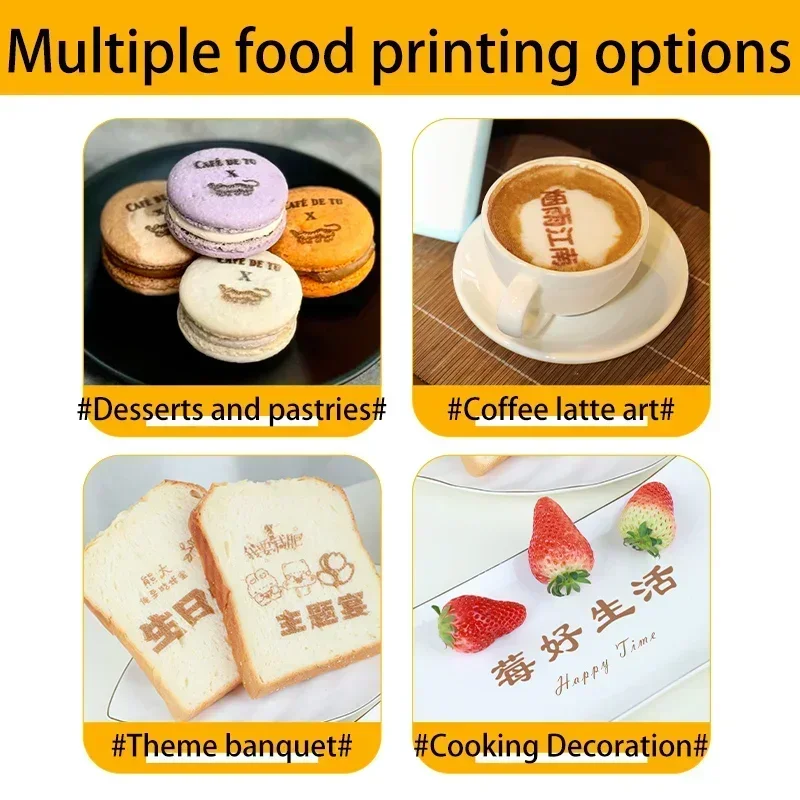 Portable Handheld Food Inkjet Printer Food-grade Ink Bluetooth Control Perfect for Coffee Macarons Cakes Personalized Designs