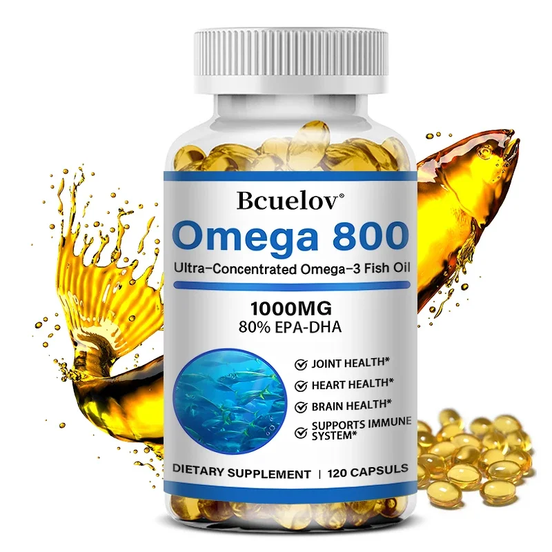 Omega 3 Fish Oil 1000MG- Brain Supplement Rich in EPA and DHA to Support Cardiovascular Health and Immune System
