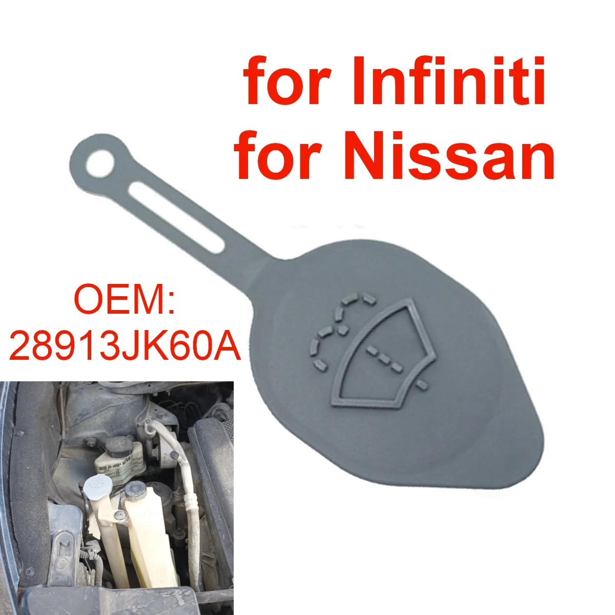 28913-JK60A Car Windshield Wiper Washer Fluid Reservoir Tank Cap for Infiniti G35 G25 QX50 for Nissan Murano 370Z 350Z