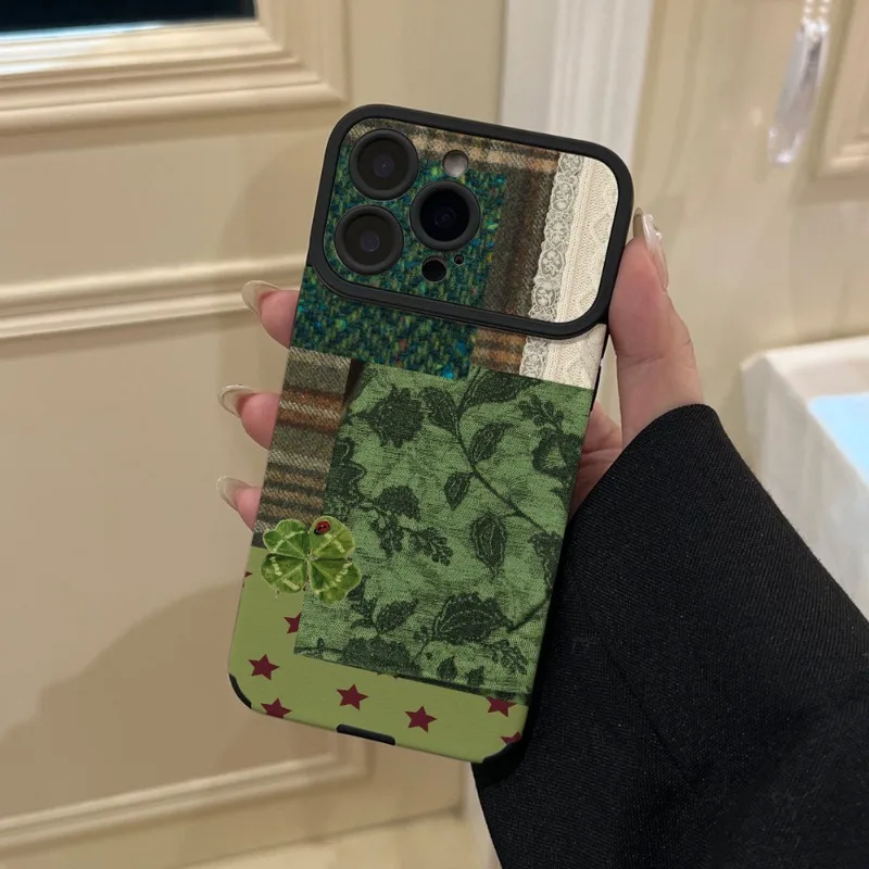 Niche Green Two-Tone Phone Case with Large Camera Window, Slim Fit Protective Shell for iPhone 17 Pro Max 16 15 14 13 12 11