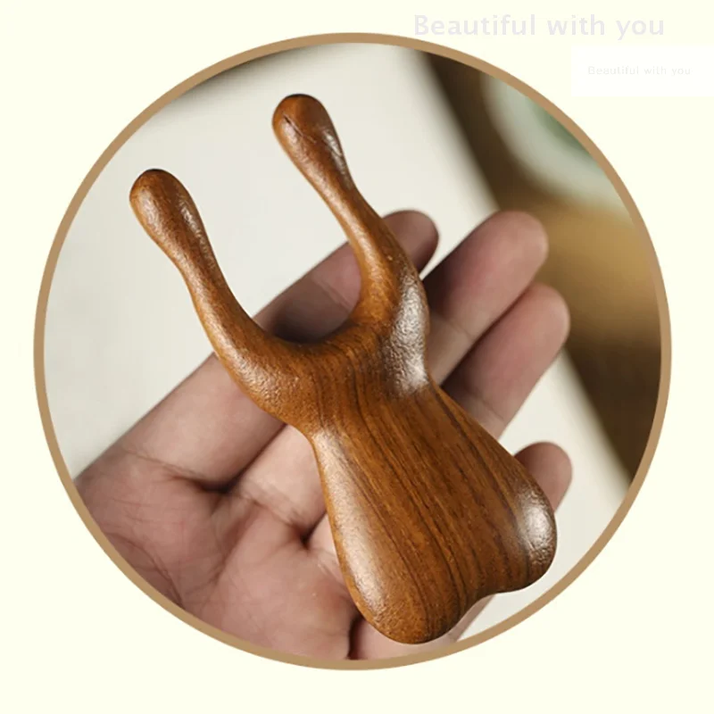 Natural Sandalwood Nose Massager Promote Blood Circulation Trigger Point Therapy Pedicure Gua Sha Board Nose Lifting Massager