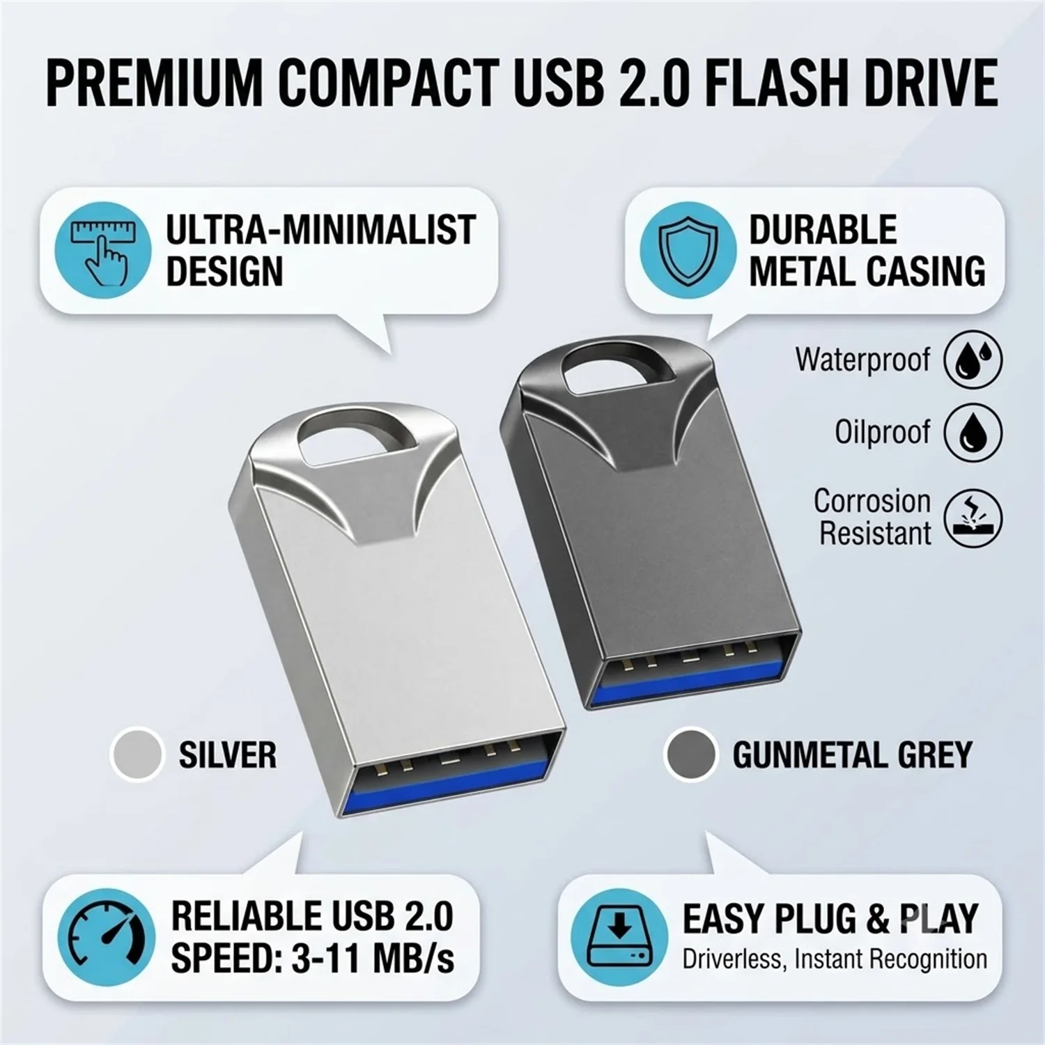 Super Mini 32GB Pendrive Metal USB Flash Drive 8GB 16GB 32GB 64GB 128GB Pen Drive USB2.0 Tiny Memory Stick U Disk Usb