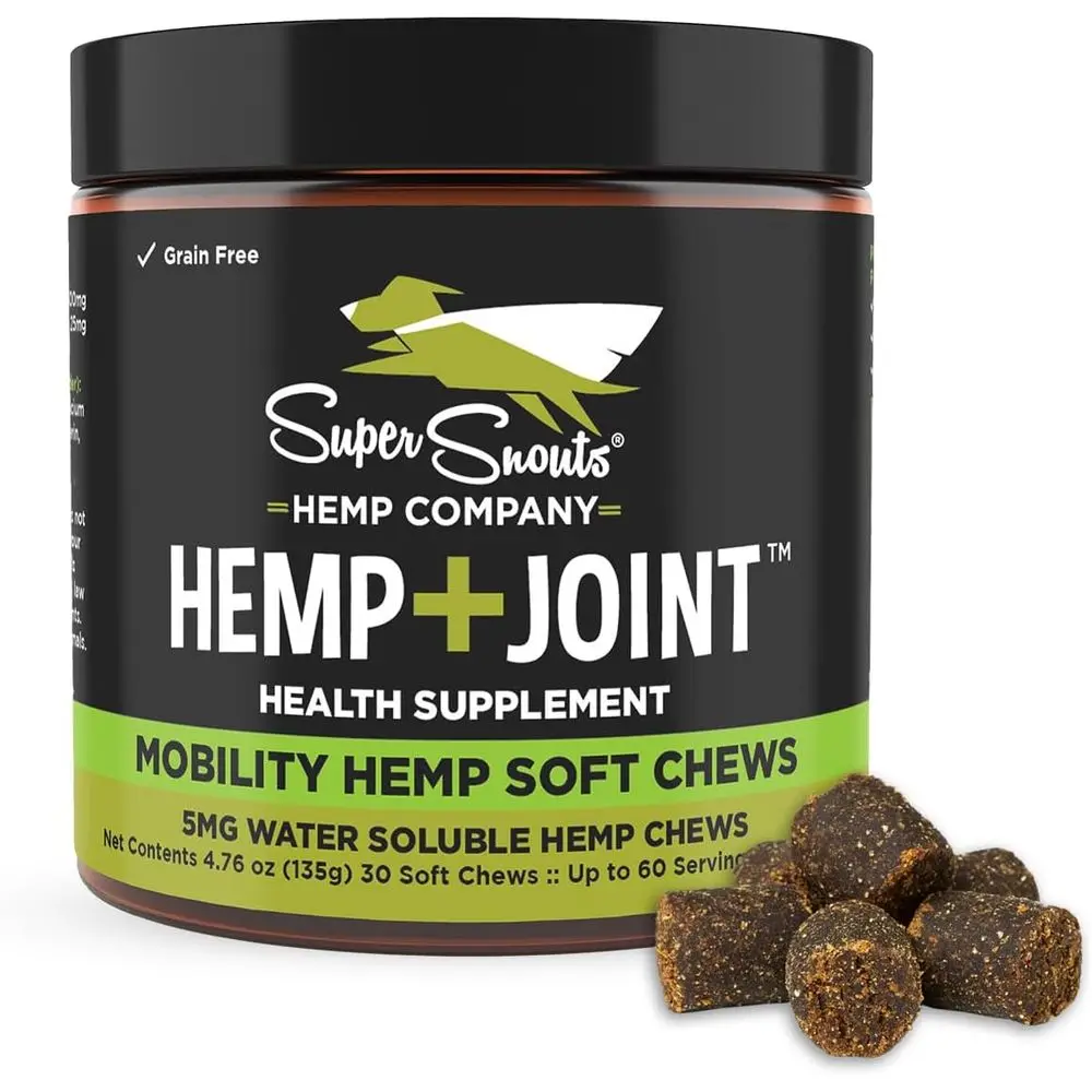 

Hemp & Joint Chew or Dogs & Cats, 30 Chews (Up to 60 servings) – Made in USA Hip & Joint Supplement with Green Lipped Mussels, H