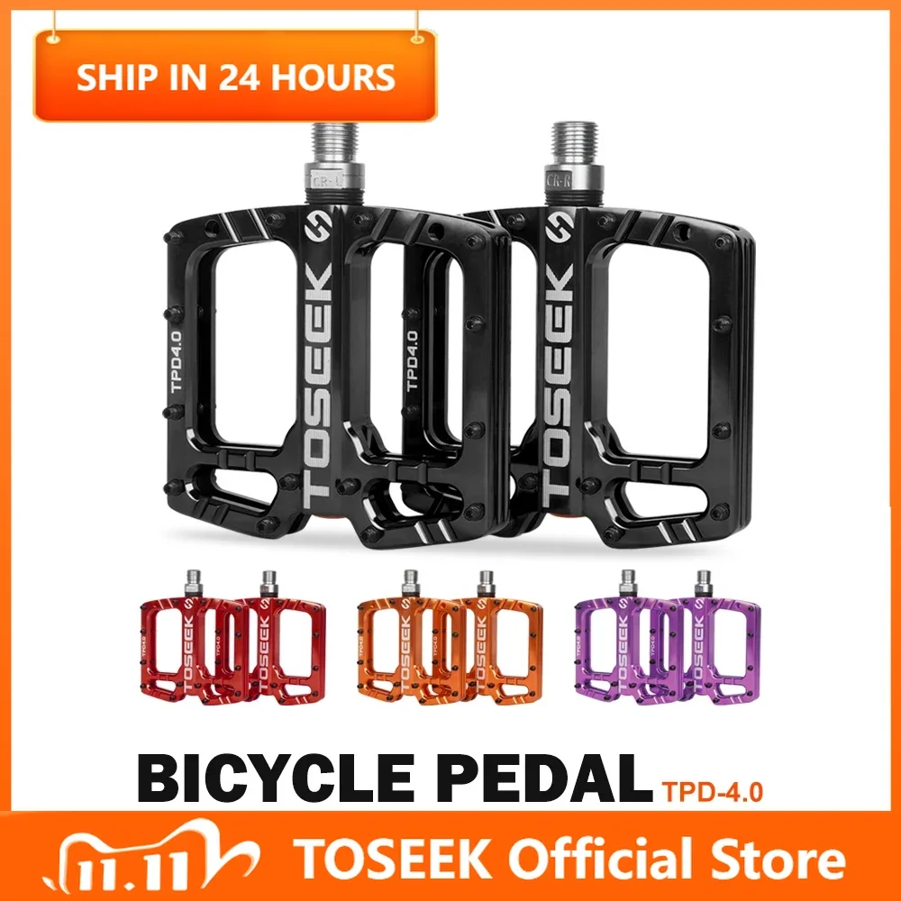 TOSEEK 4.0 Bicycle Pedal 3 Bearings Bike Pedal Anti-slip Footboard Bearing Quick Release Aluminum Alloy Bike Accessories