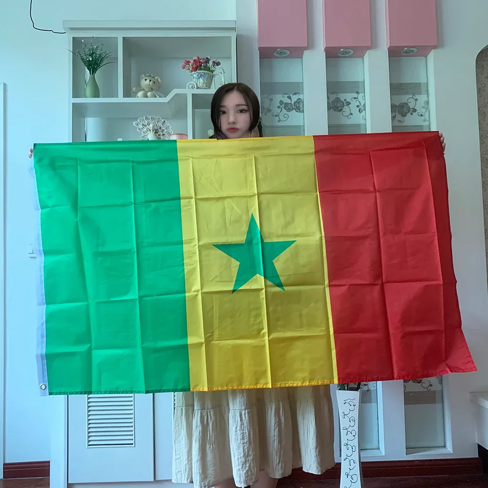 Senegal flag 90x150cm Polyester  hanging Senegal flag Super Poly football FLAG Indoor Outdoor banner for decoration