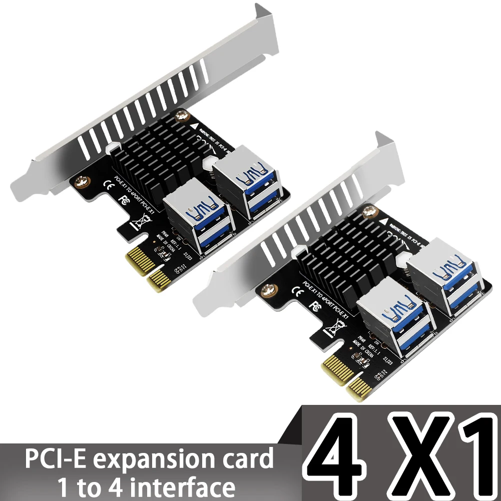 PCI Express Riser Card 1x to 16x 1 to 4 PCI-E USB 3.0 Slot Multiplier Hub Adapter for Bitcoin Mining Miner BTC Machine