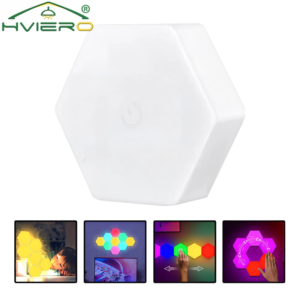 

Wall Lamp LED RGB Quantum Hexagon Touch Sensor DC 5V Honeycomb Light Colorful Modular Control Night For Room Bedroom Decoration