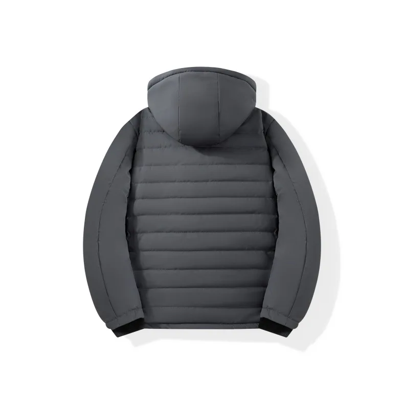 Men's Thickened Winter Fleece Jacket with Hood Lined Warm Casual Outerwear for Middle-Aged Men