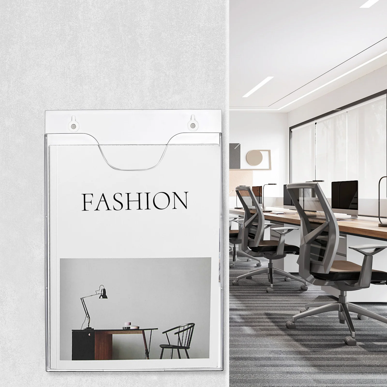 2 pcs Mounted Document Holder Clear Acrylic Vertical For Office Home File Mail Magazine Holder Flyer Folder Stand Supply Folder