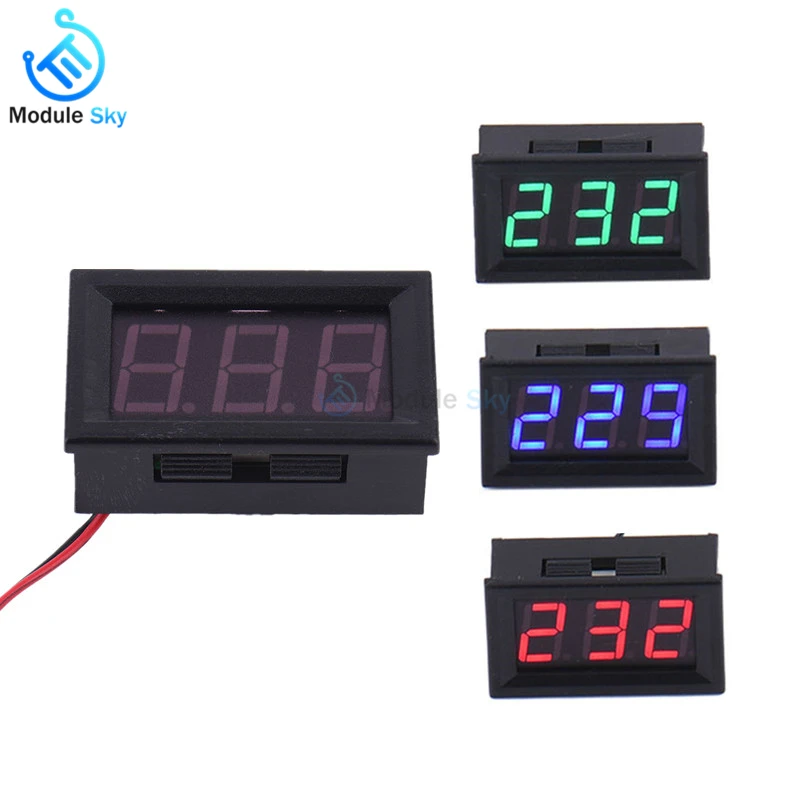 AC 110V 220V 0.56 Inch LED Digital Voltmeter Voltage Meter Volt Instrument Tool  2 Wires Red Green Blue Display Diy AC 70-500V