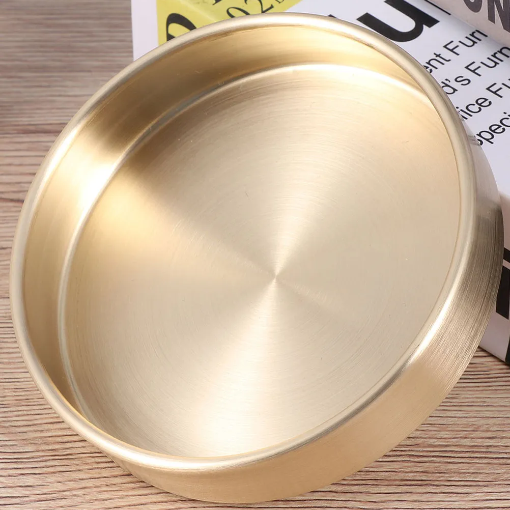 Round Brass Storage Tray Exquisite Workmanship Jewelry Dish Holder Multifunctional Desktop Organizer Brass Tray view 4