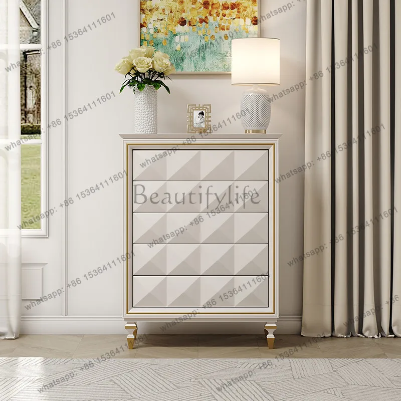 

American light luxury solid wood chest small household storage decorative cabinet