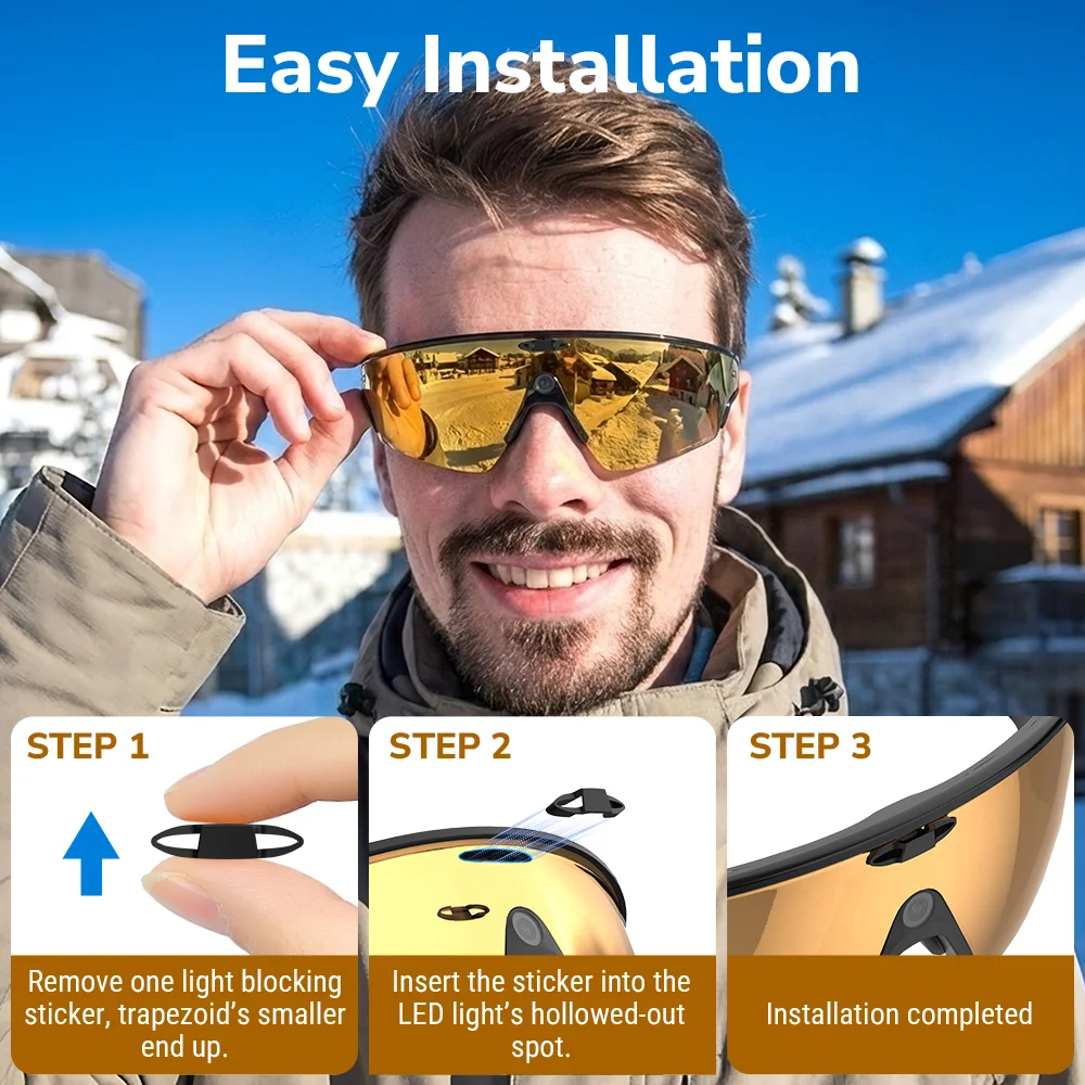 Naklejki LED HiBloks Anti Glare do okularów Oakley Meta Vanguard Smart Glasses, osłony LED Blackout, 10 sztuk, akcesoria do okularów AI. — zdjęcie produktu 6