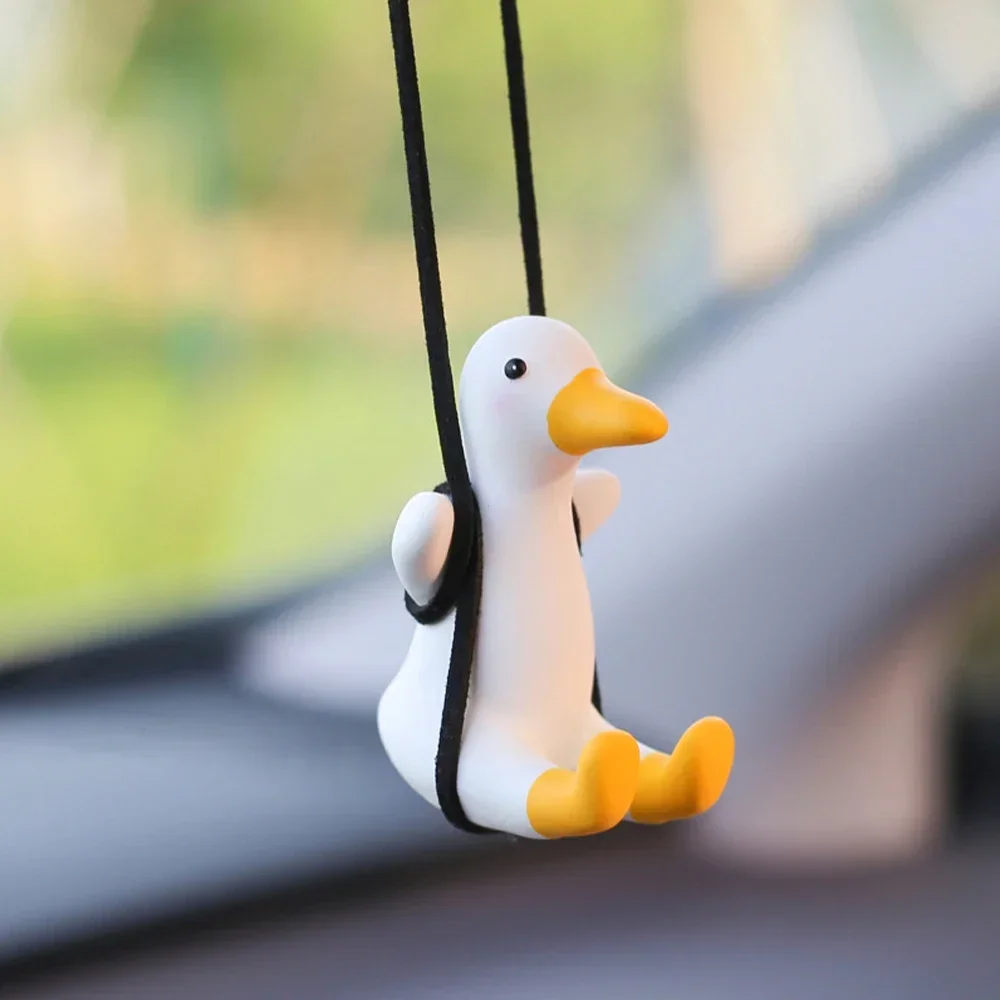 Cute Duck Pendant Car Fragrance Gypsum Cute Anime Swing Auto Rearview Mirror Ornaments Birthday Gift Auto Decoraction