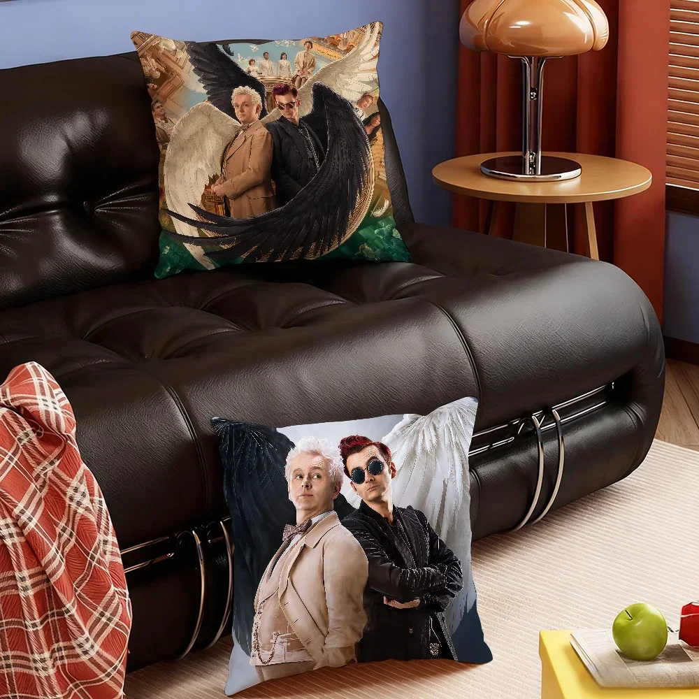 TV G-Good Omens-S Fantasy cushion cover Soft Smooth Pillow Case Hidden Zipper Washable Decorative Couch Office Gift