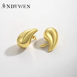 ANDYWEN Chunky Women Drop Earring With 925 Silver Post Needle For Women Tear Drop Lightweight Waterdrop Earrings