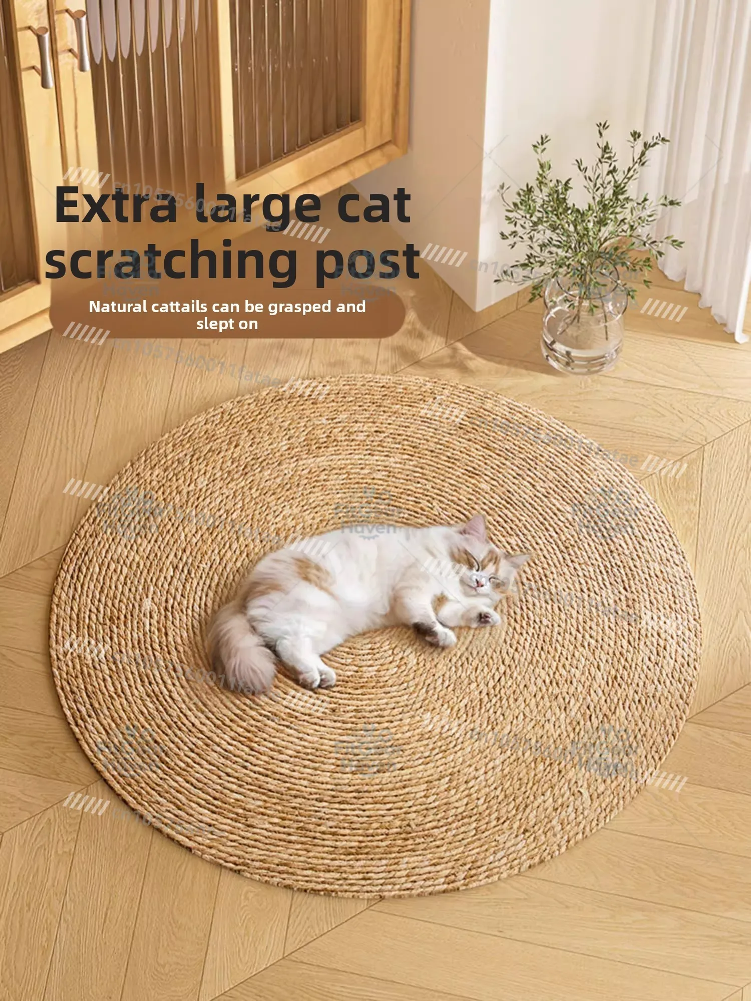 Cat Scratching Board, Cattail Pad, Wear-resistant, No Crumbs, Sisal Pad, Scratch-resistant Cat Nest Claw Board, Round Rattan
