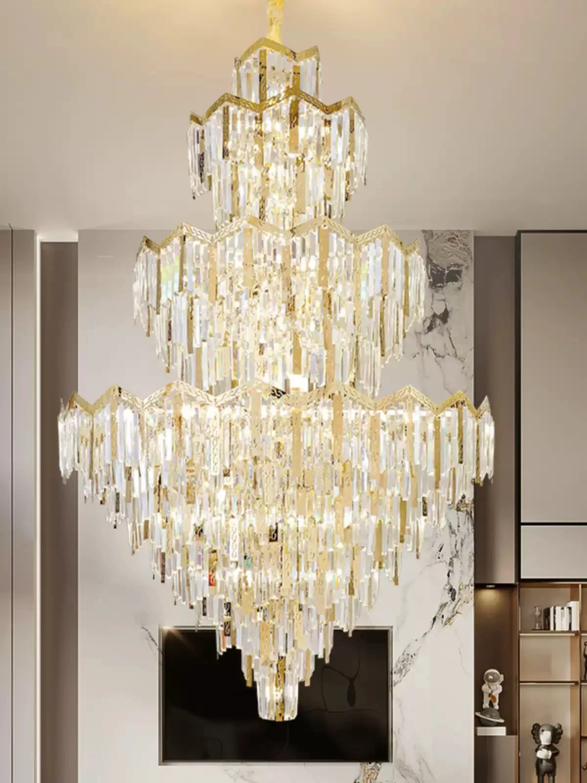 Duplex Crystal Chandelier European Style Villa Living Room Light Luxury Post-Modern Building Middle Floor Hall Stair Chandelier