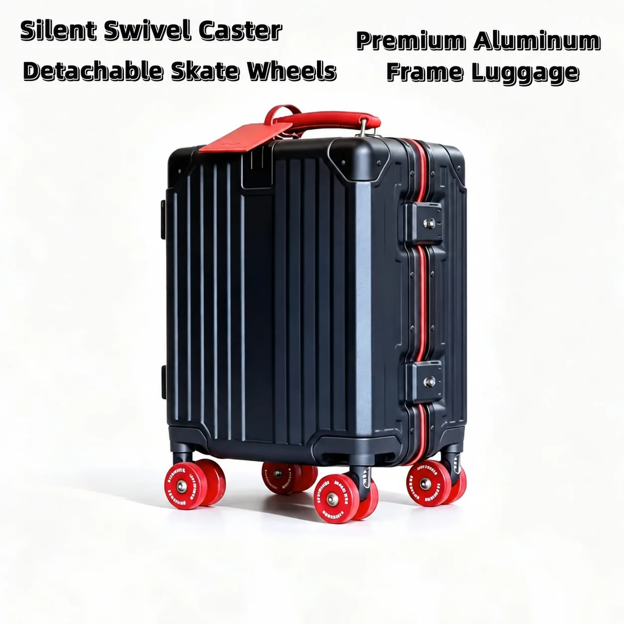 14 Inch Business Carry On Kids Mini Travel Case Premium Hand Carry TSA Lock Aluminum Frame Skating Silent Spinner Wheels 100% PC