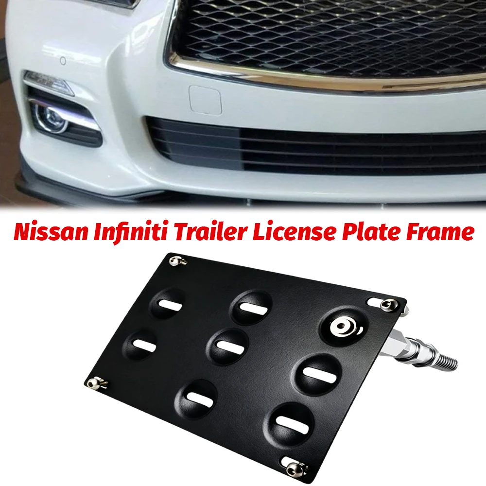 Drill-Free Front Tow Hook License Plate Mount Bracket for Nissan 370Z 09-18 Z34 GTR R35 Sentra for Infiniti G37 04-17 Q50 Q60