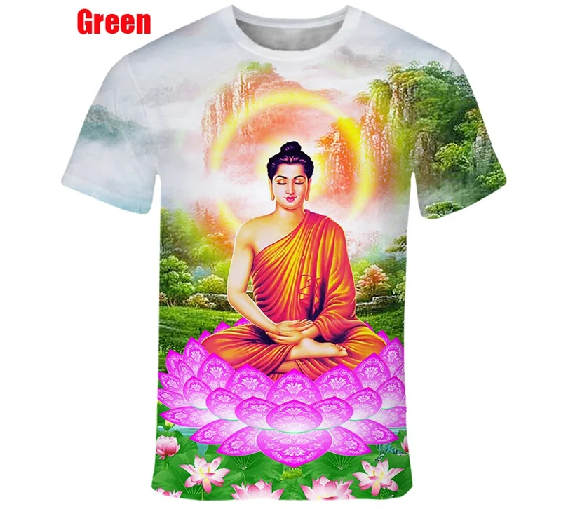 3D Buddha Shakyamuni Printing T Shirt For Men Round Neck Short Sleeve Kid Cool Buddhist Faith Tops T Shirts Harajuku Clothes Tee