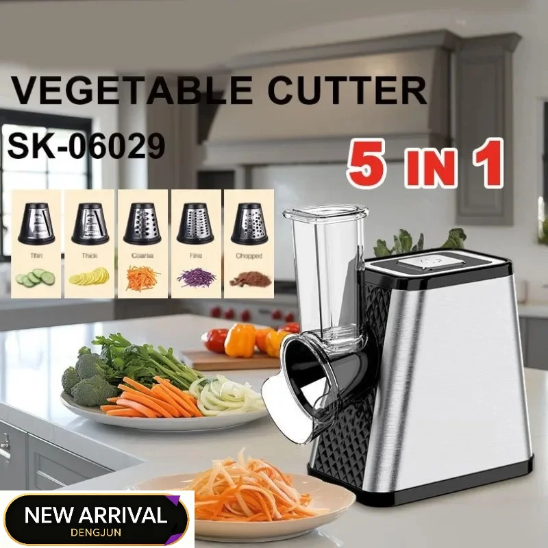 5-in-1 Vegetable Cutter Grinder EU Plug Slicer Shredder Household Salad Making Kitchen Tool