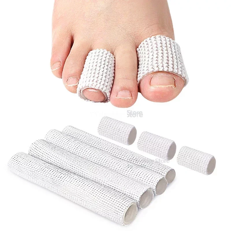 UñasNylon Fabric Toe Separator Finger Protector Toe Tube Sleeve Cap Valgus Bunion Corrector Pedicure Tools Pain Relief Foot Care