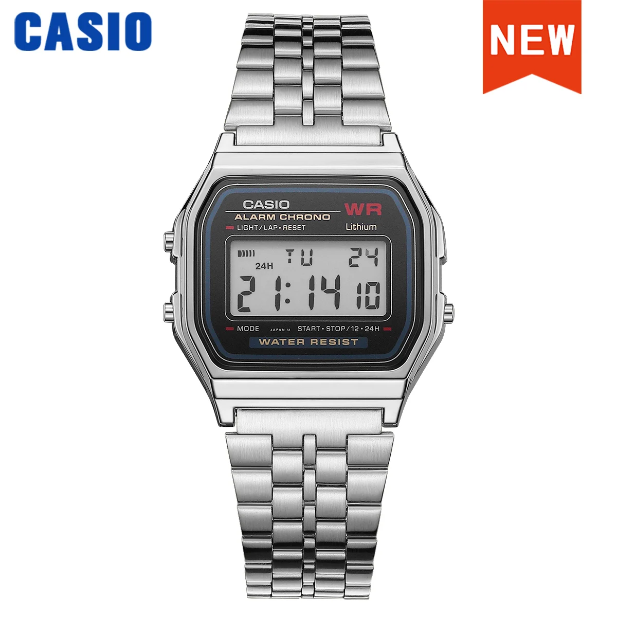 Casio Kleine silber quadratischen uhr für männer Luxus Quarz Wasserdichte Soldat Uhr часы мужские наручные reloj hombre A159W-N1D
